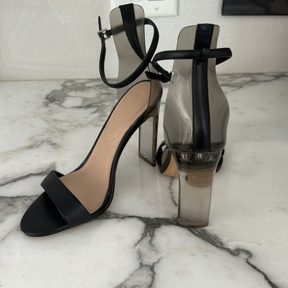 Clear Smoke & Leather Heels - Picture 2 of 4